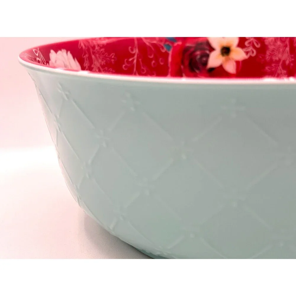 Pioneer Woman 100% Melamine Textured Holiday Bowl Textured Christmas Tree Flower